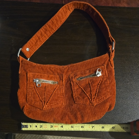 Vintage Orange Corduroy Small Purse Old Navy Great Condition - Picture 2 of 6